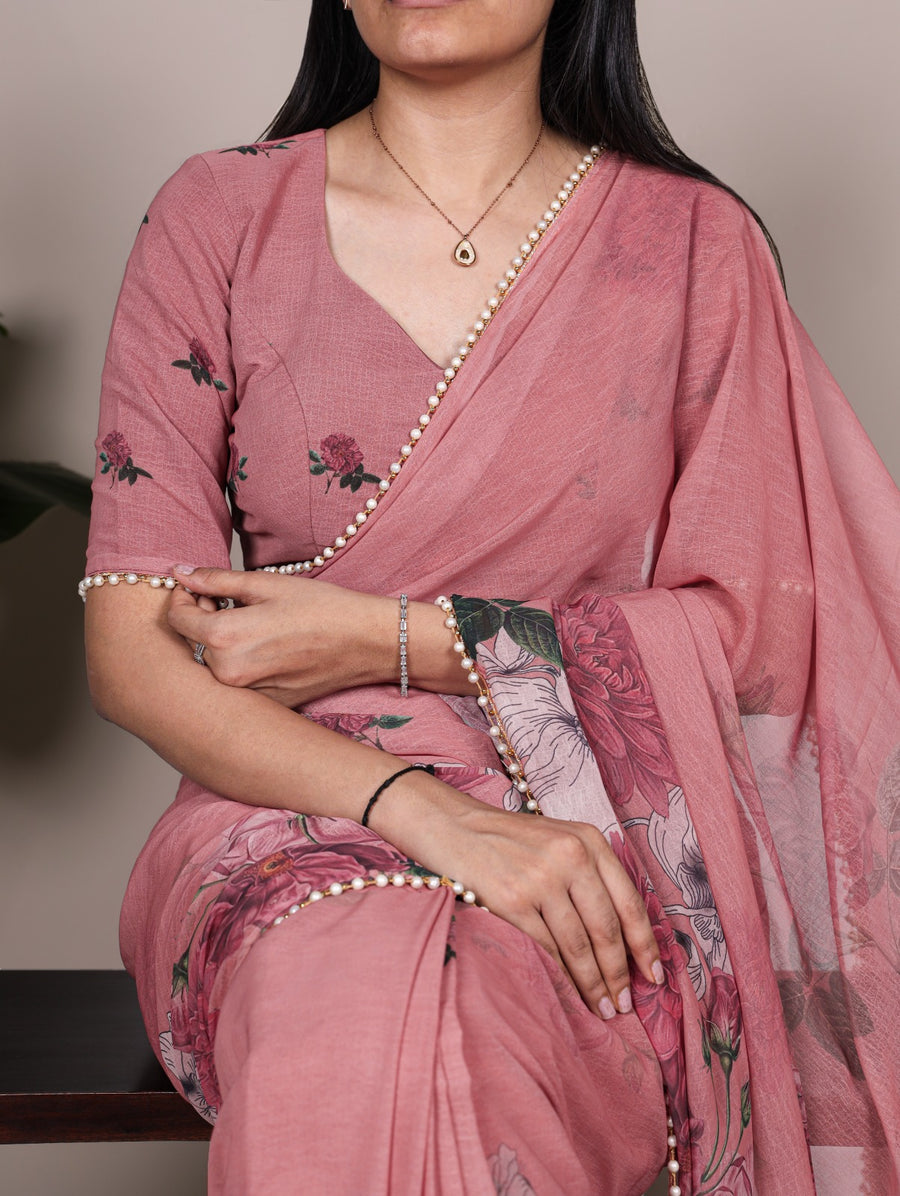 floral printed georgette saree