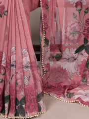 floral printed georgette saree