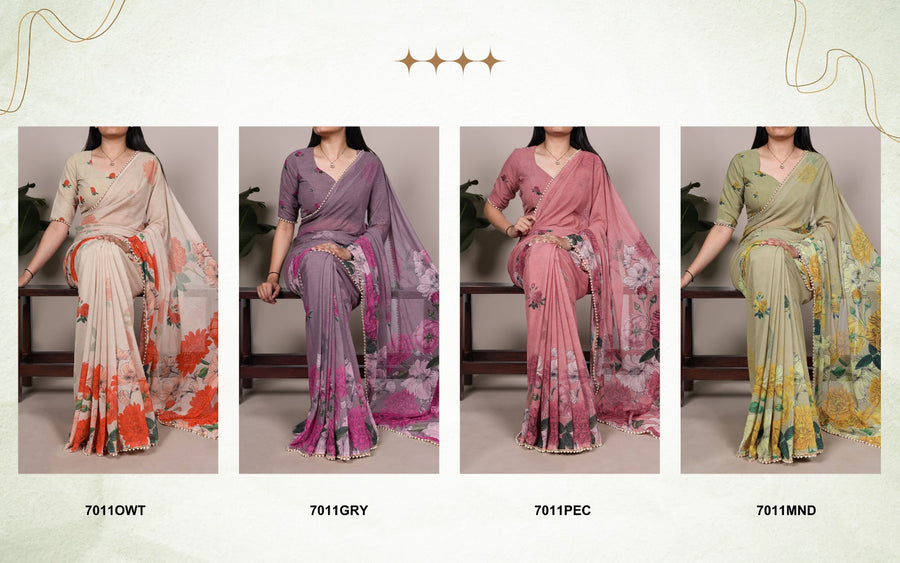 floral printed georgette saree