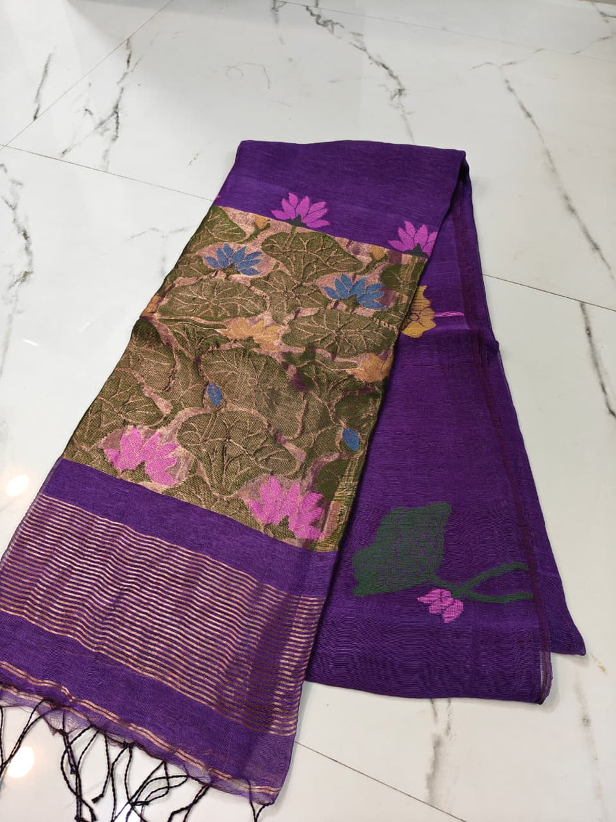 pure linen Jamdhani sarees