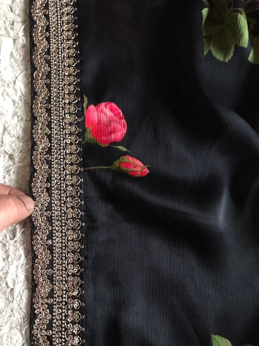 pure georgette silk saree