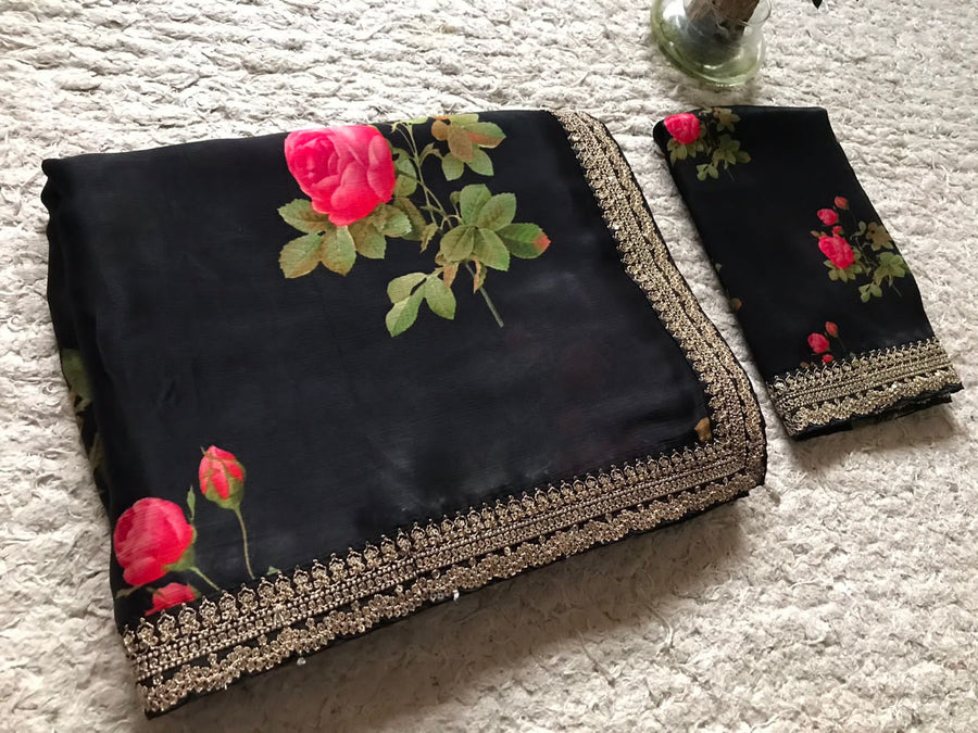 pure georgette silk saree