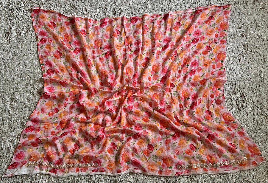 Baby Pink Premium Pure Chinnon Silk Saree