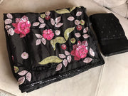 Black & White Premium Pure Chinnon Crepe Silk saree