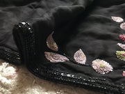 Black & White Premium Pure Chinnon Crepe Silk saree