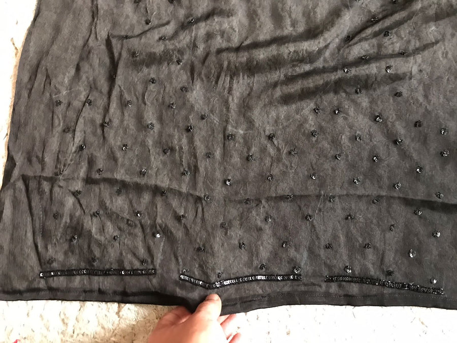 Black & White Premium Pure Chinnon Crepe Silk saree