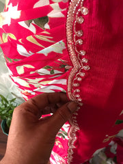 Rani Pink Premium Pure Chinnon Silk Saree