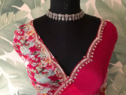 Rani Pink Premium Pure Chinnon Silk Saree
