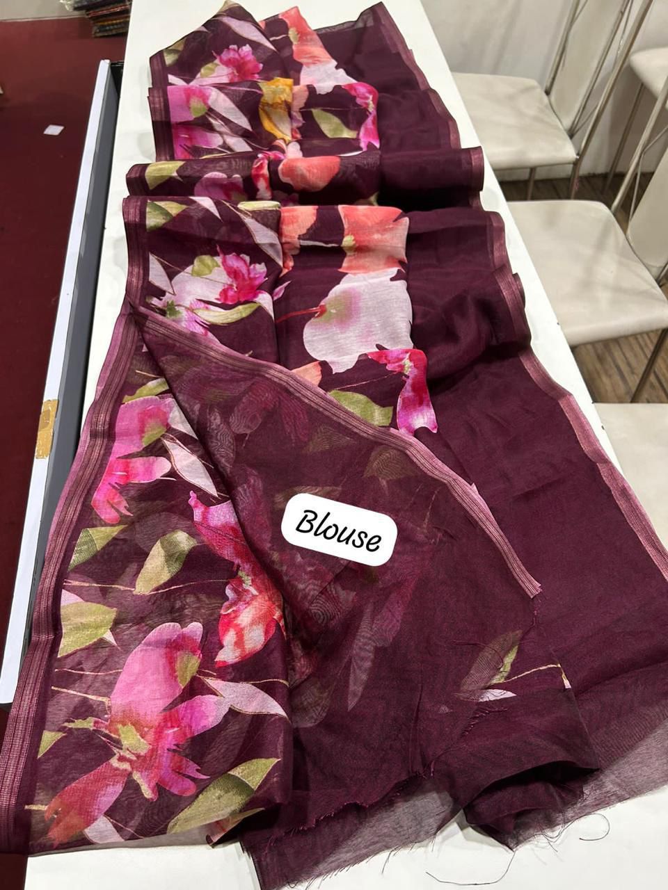 Handloom linen saree