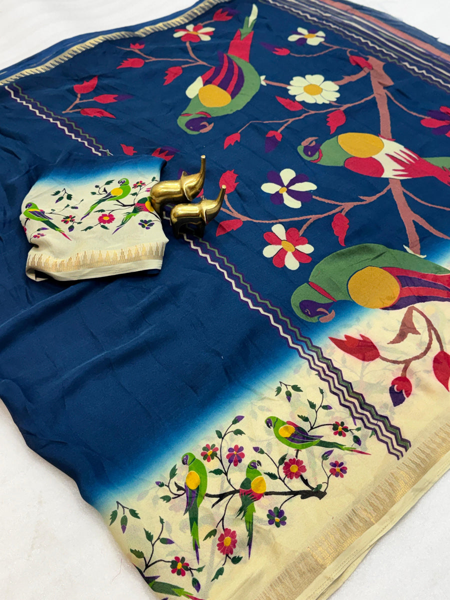 Elegant georgette print saree