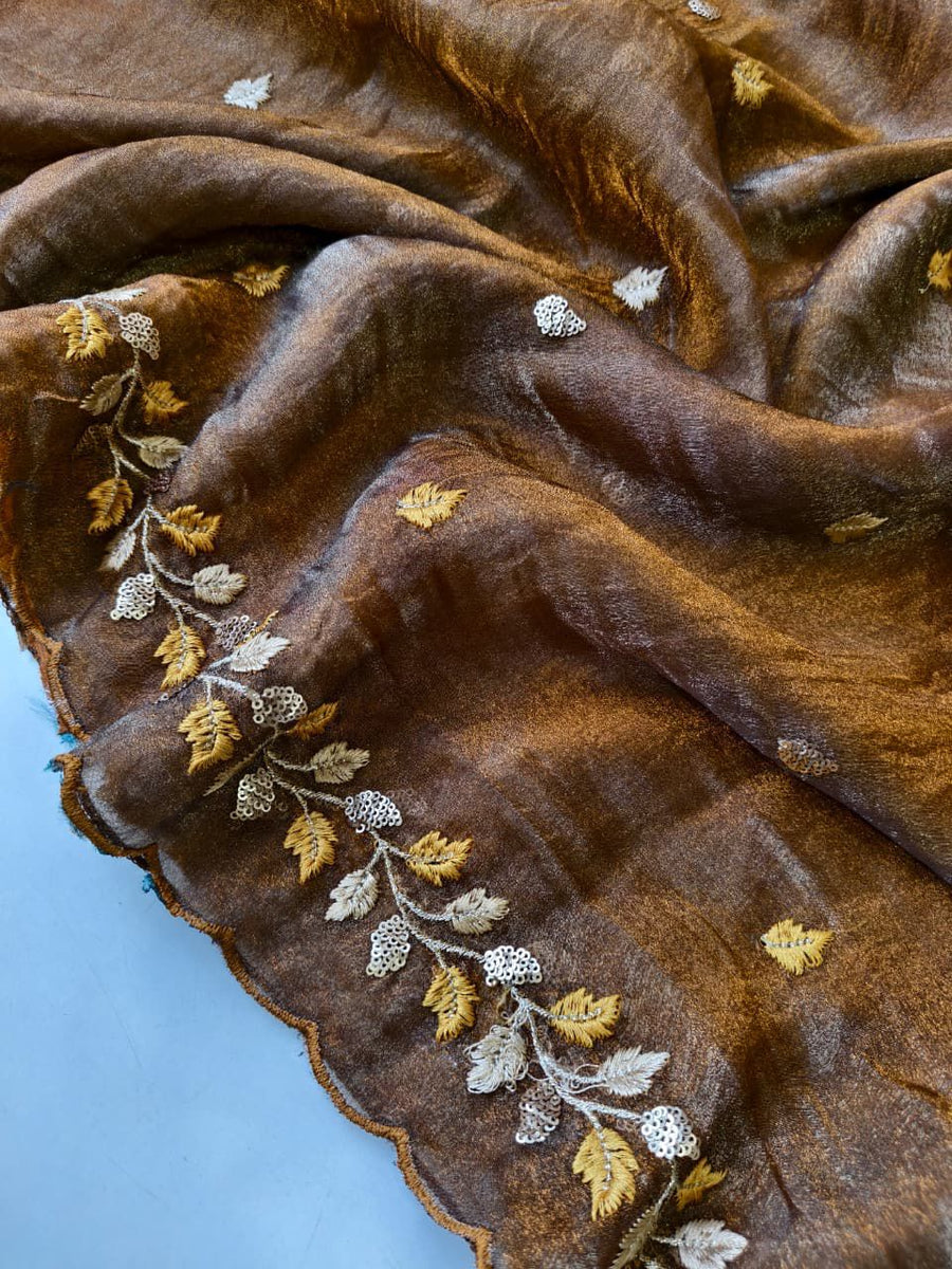 Crush Chiffon Fabric Saree