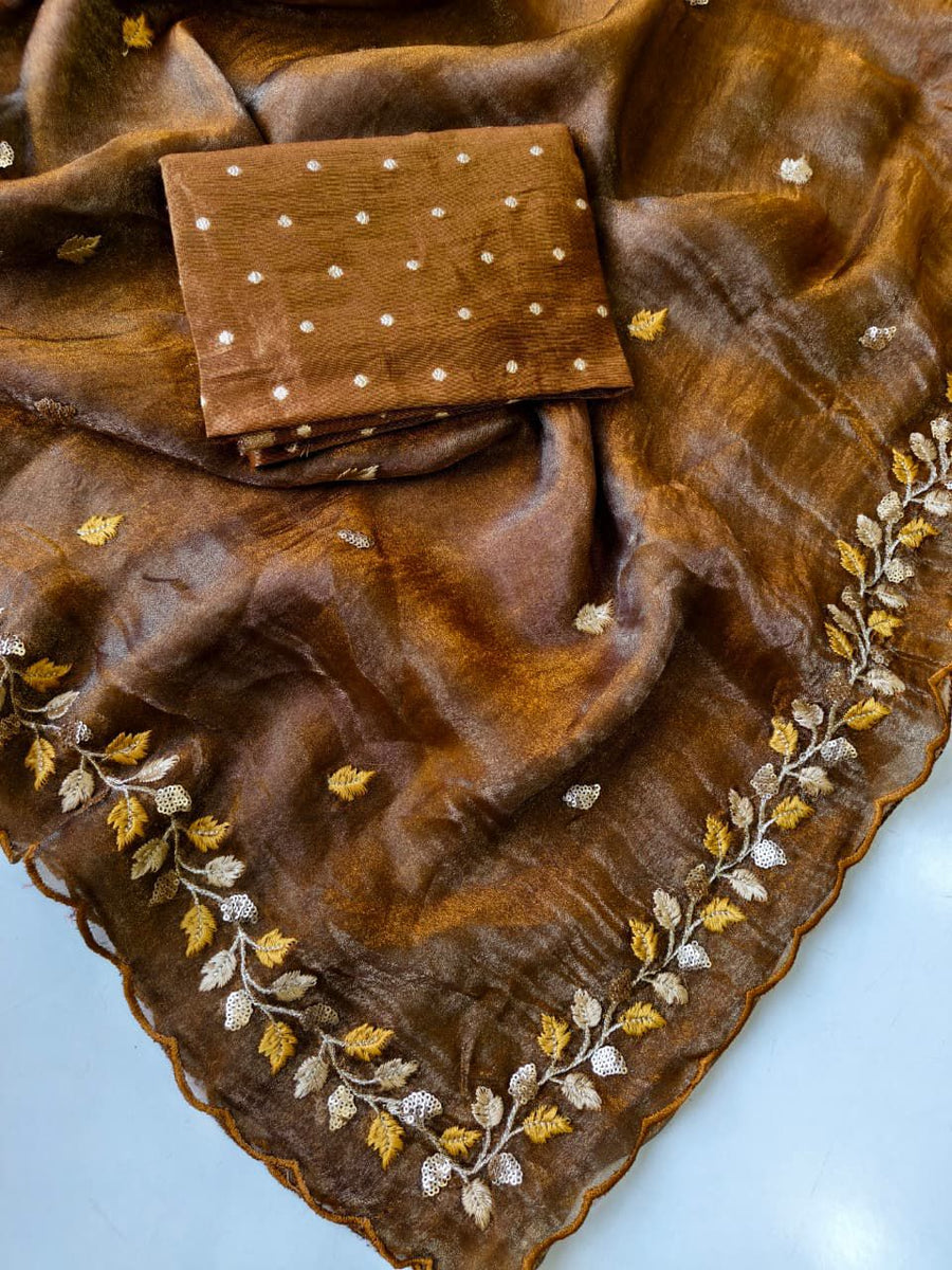 Crush Chiffon Fabric Saree