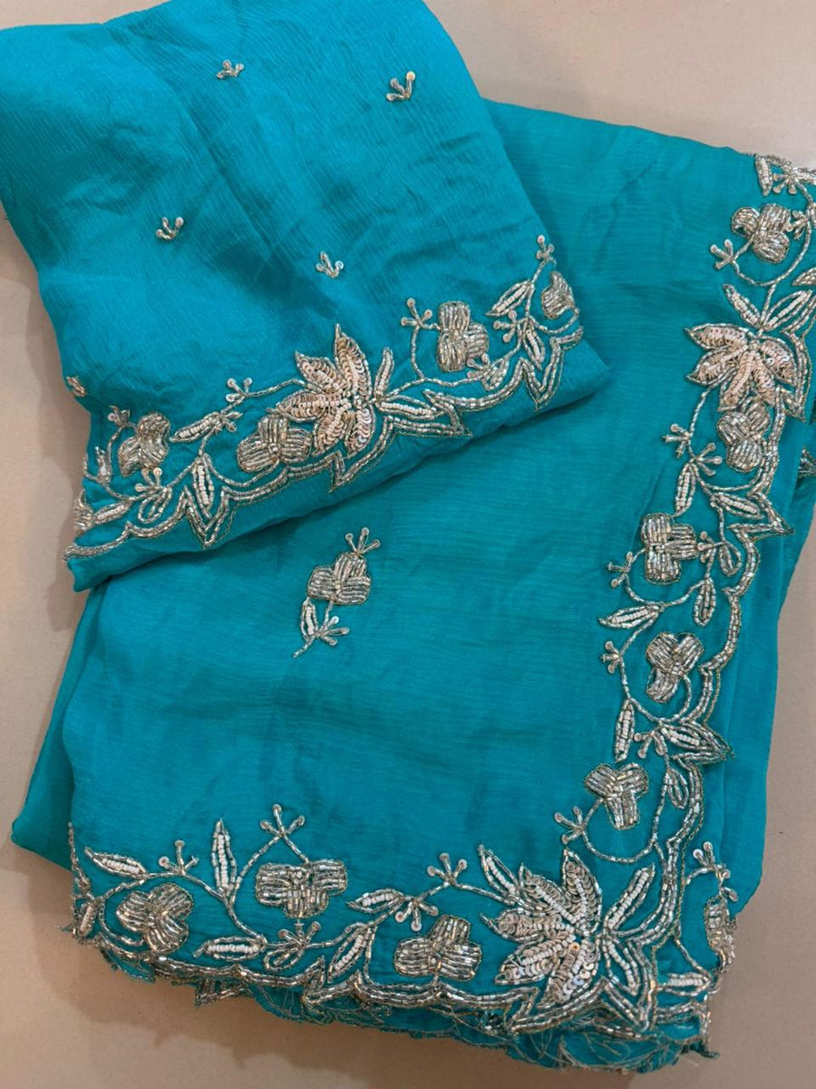 pure chinnon saree