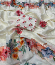 pure soft chinon silk saree