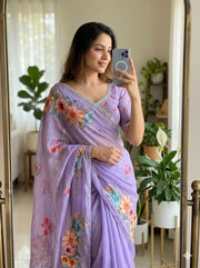 pure soft chinon silk saree