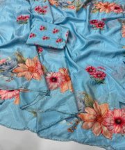 pure soft chinon silk saree