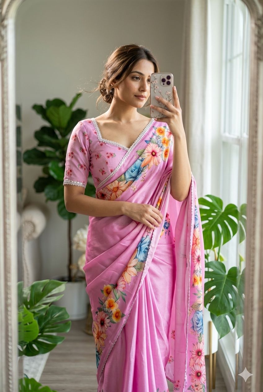 pure soft chinon silk saree