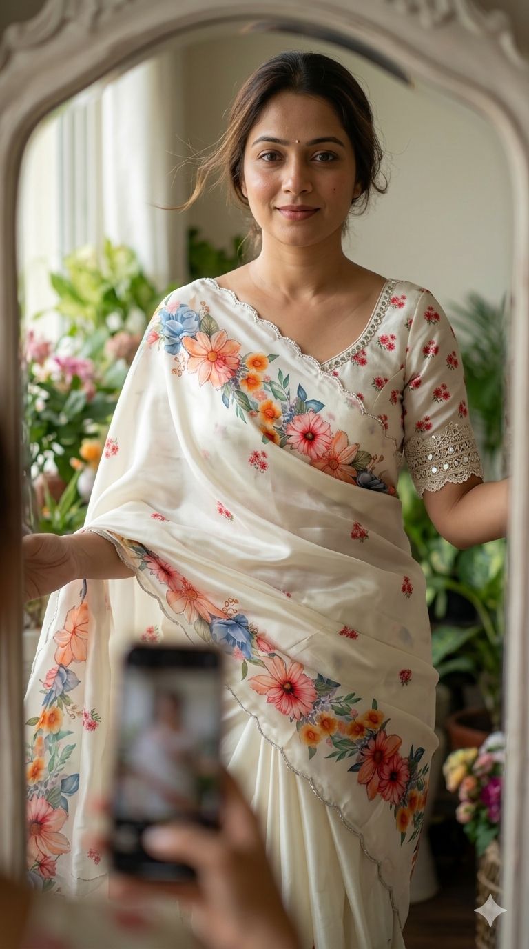 pure soft chinon silk saree