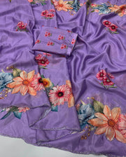 pure soft chinon silk saree