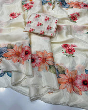 pure soft chinon silk saree