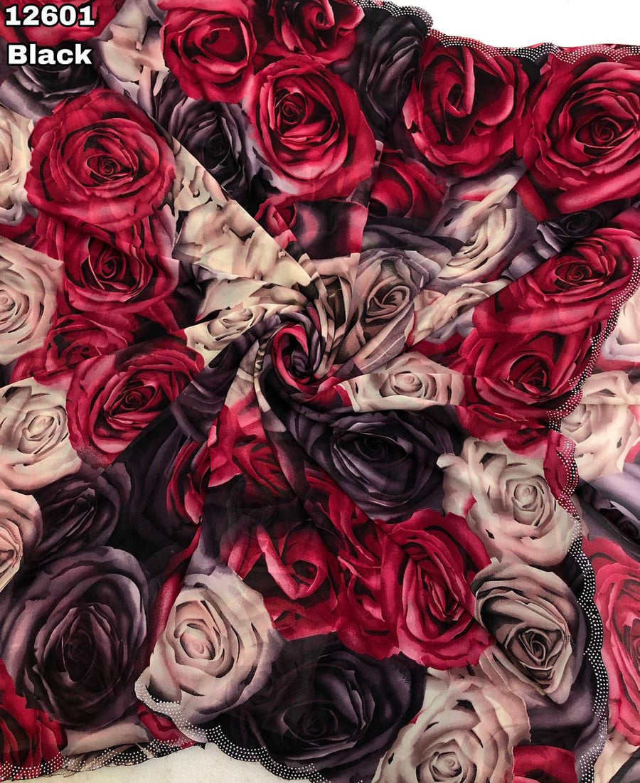 floral printed chiffon saree