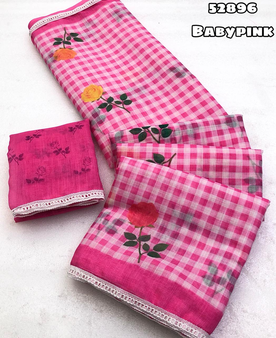 soft linen chex design digital print blouse