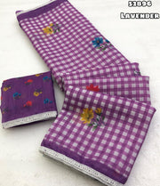 soft linen chex design digital print blouse