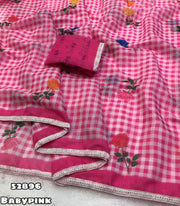 soft linen chex design digital print blouse