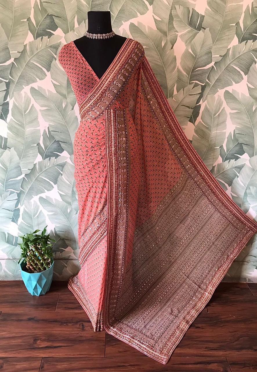 pure Georgette silk saree