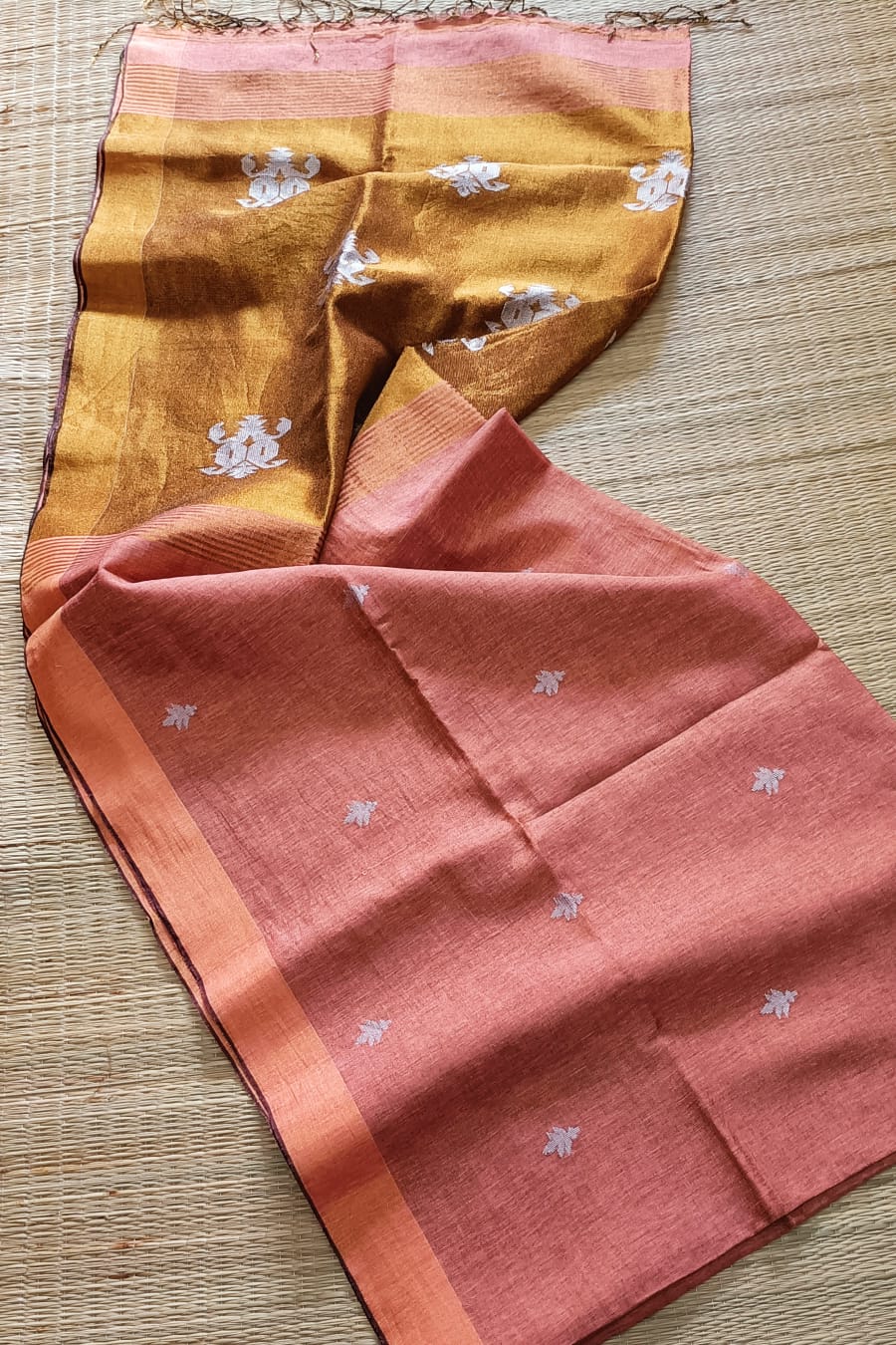 linen enhanced  zari weaving work