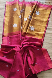 linen enhanced  zari weaving work