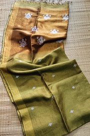 linen enhanced  zari weaving work