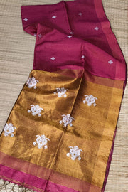 linen enhanced  zari weaving work