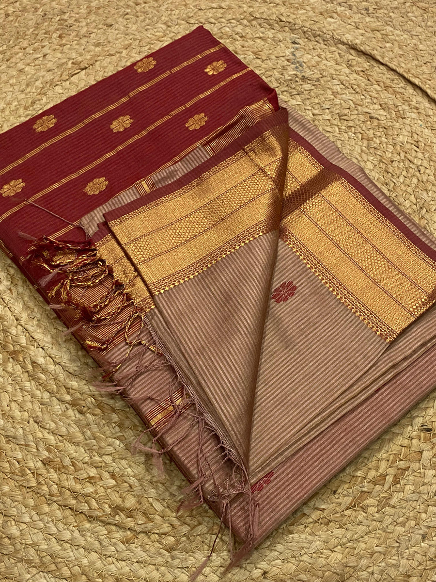 Maheshwari handloom double peti texture silk saree
