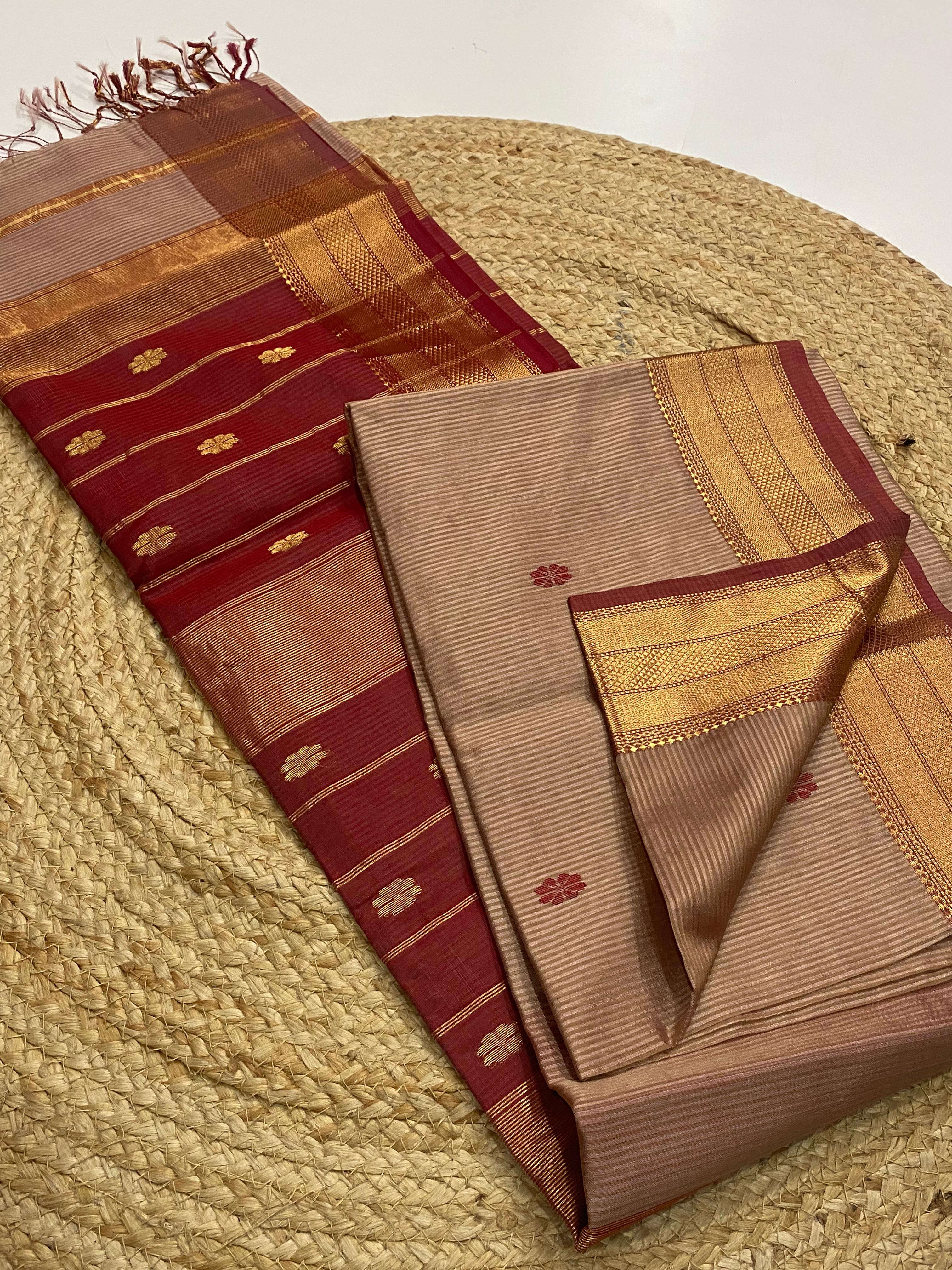 Maheshwari handloom double peti texture silk saree