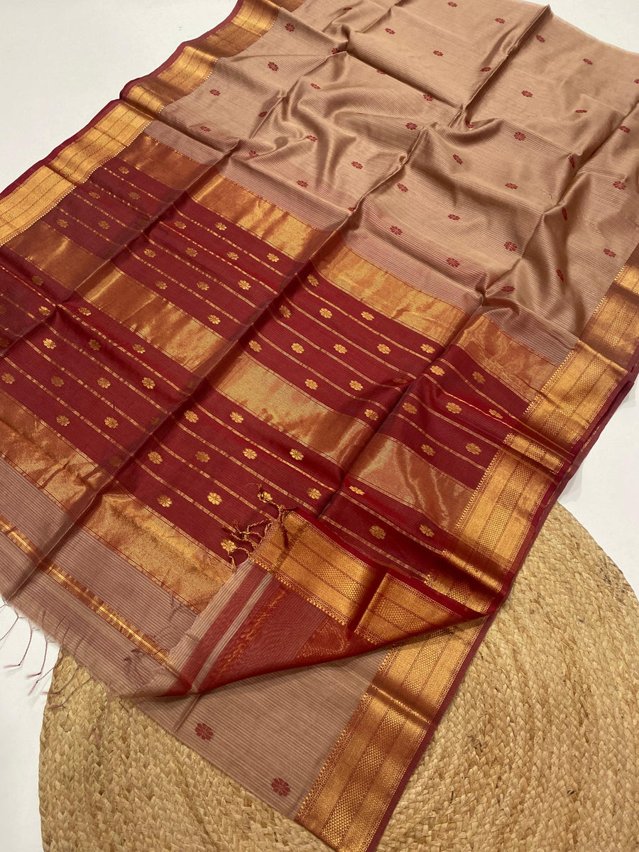 Maheshwari handloom double peti texture silk saree
