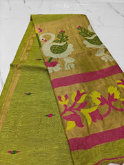 Pure linen jamdami saree