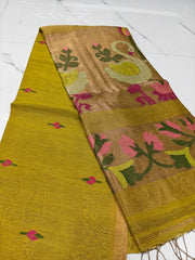 Pure linen jamdami saree