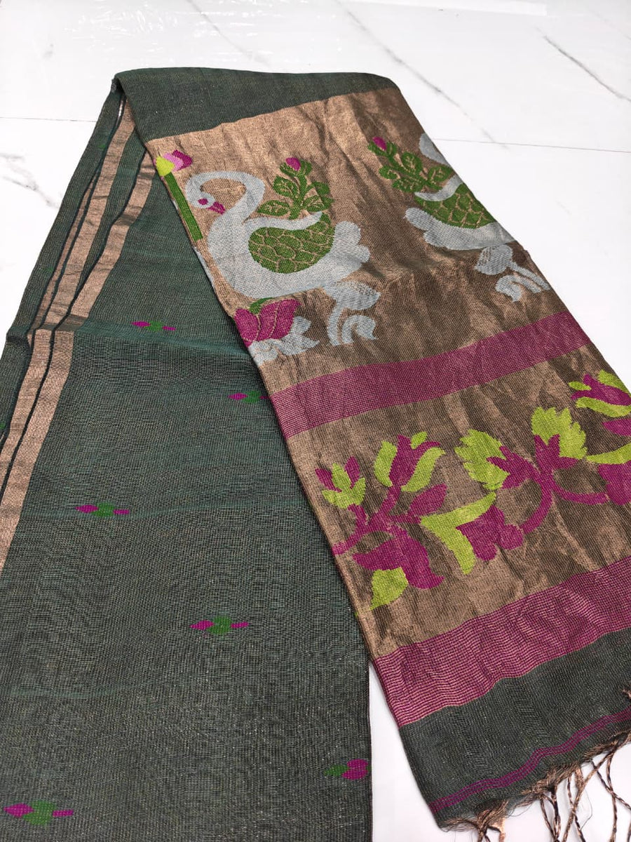 Pure linen jamdami saree