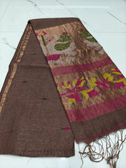 Pure linen jamdami saree