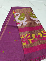 Pure linen jamdami saree