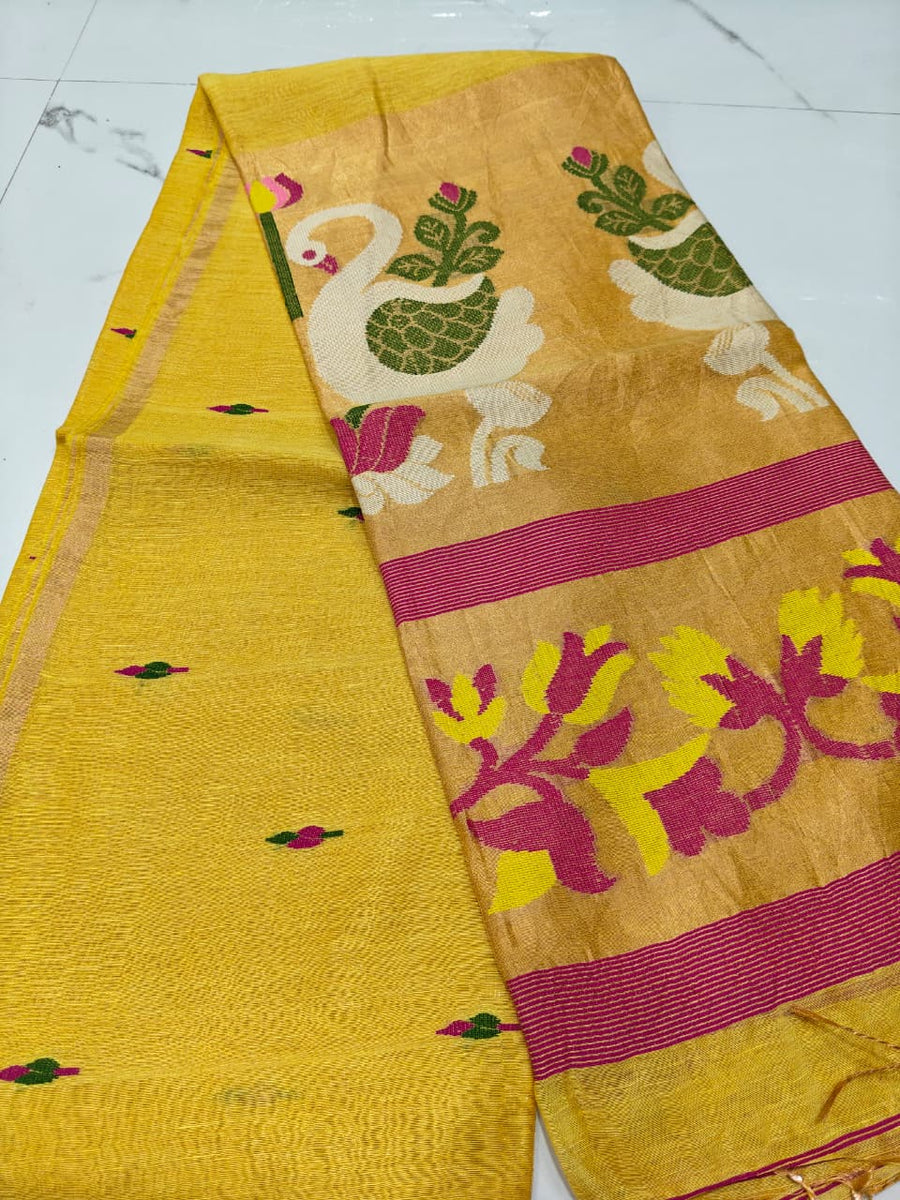 Pure linen jamdami saree
