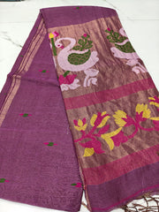 Pure linen jamdami saree