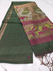 Pure linen jamdami saree