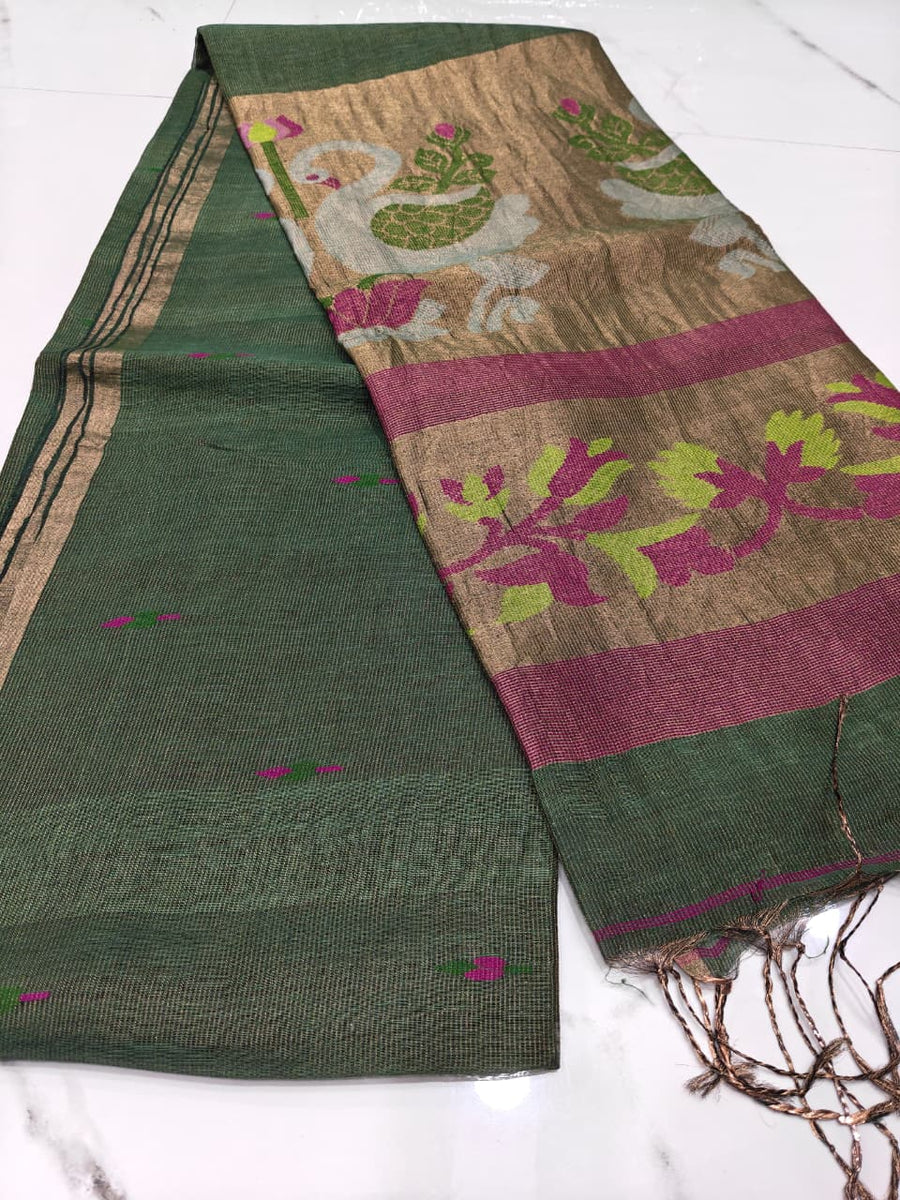 Pure linen jamdami saree