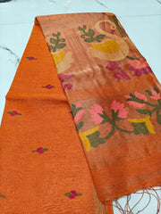 Pure linen jamdami saree