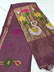 Pure linen jamdami saree