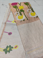 Pure linen jamdami saree