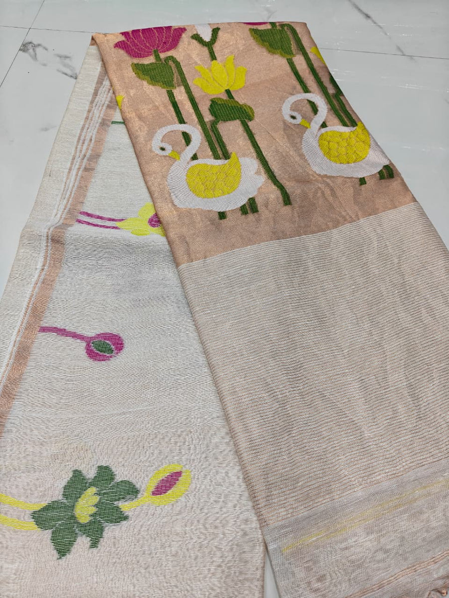Pure linen jamdami saree