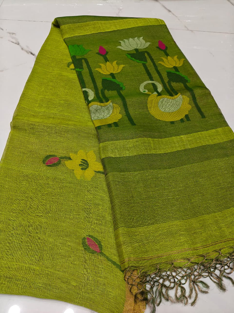 Pure linen jamdami saree